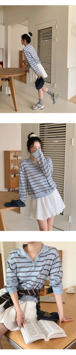 Sehiron Striped Collar Rugby Knit