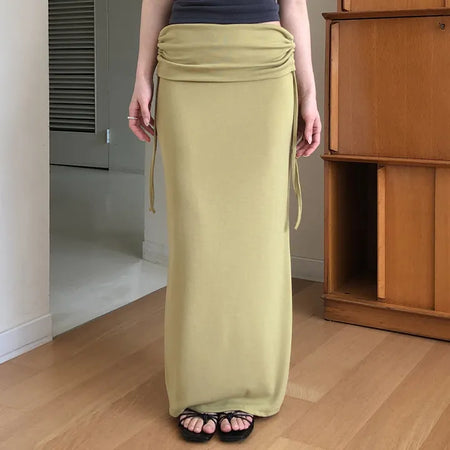 Dior Shirred String Layered Maxi Long Skirt