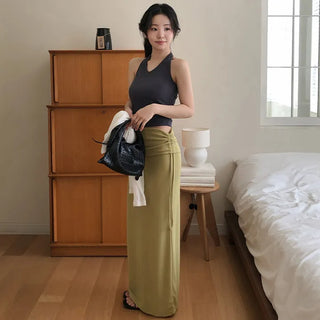 Dior Shirred String Layered Maxi Long Skirt