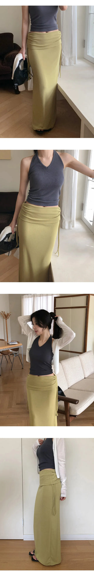 Dior Shirred String Layered Maxi Long Skirt