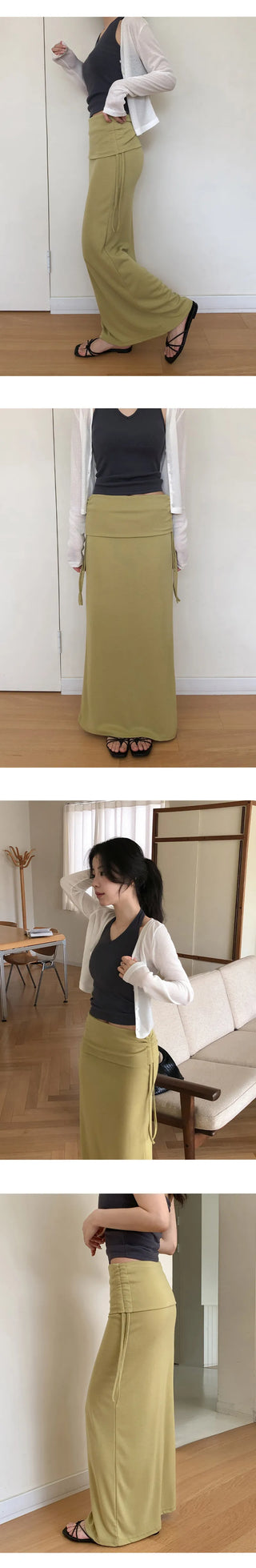 Dior Shirred String Layered Maxi Long Skirt