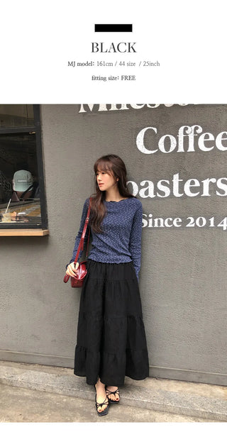 Tiela Tencel Elastic Tiered Long Skirt