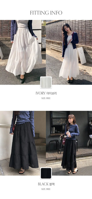 Tiela Tencel Elastic Tiered Long Skirt