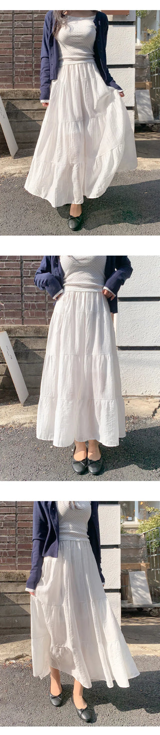 Tiela Tencel Elastic Tiered Long Skirt