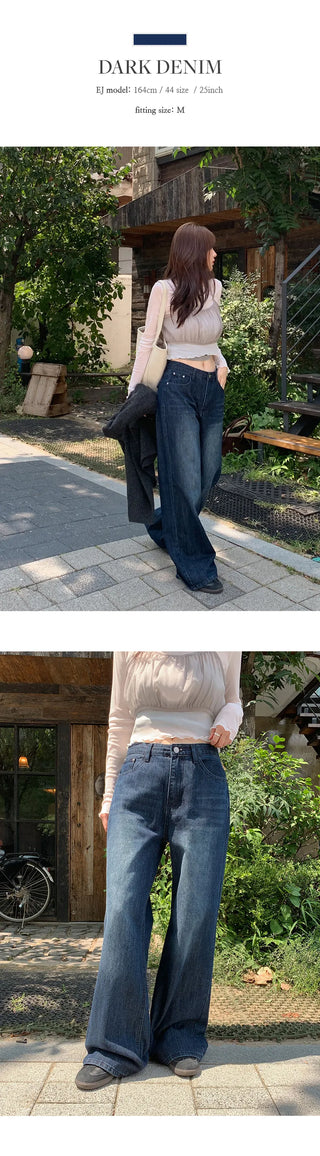 Levkin Back Pocket Wide Denim Pants