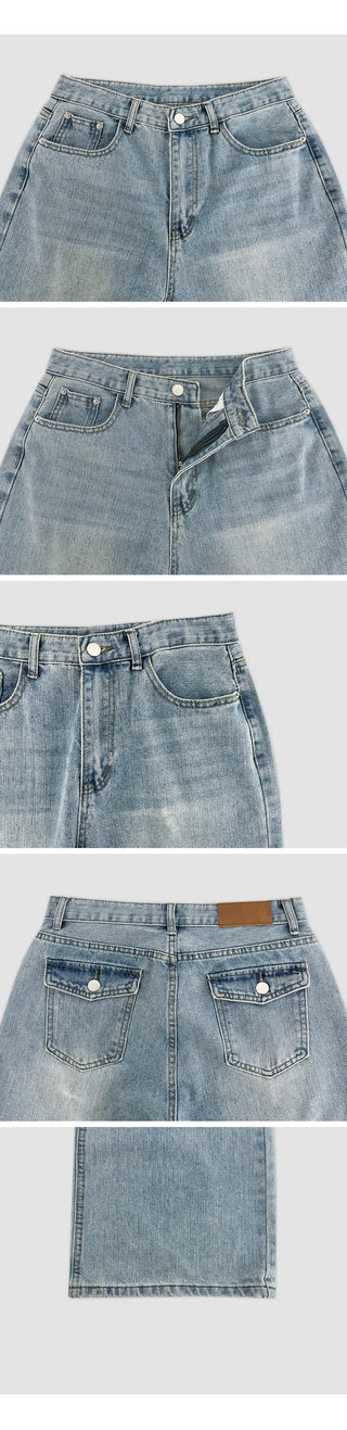Levkin Back Pocket Wide Denim Pants