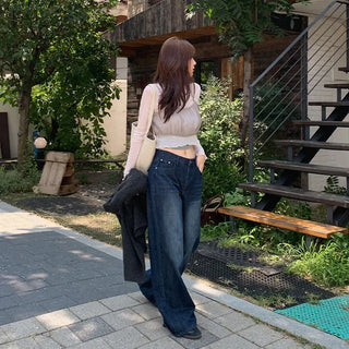 Levkin Back Pocket Wide Denim Pants