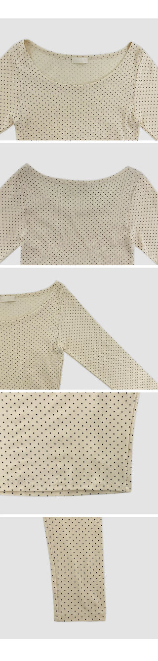 Torevin Dot U Neck Slim Fit Long Sleeve T Shirt