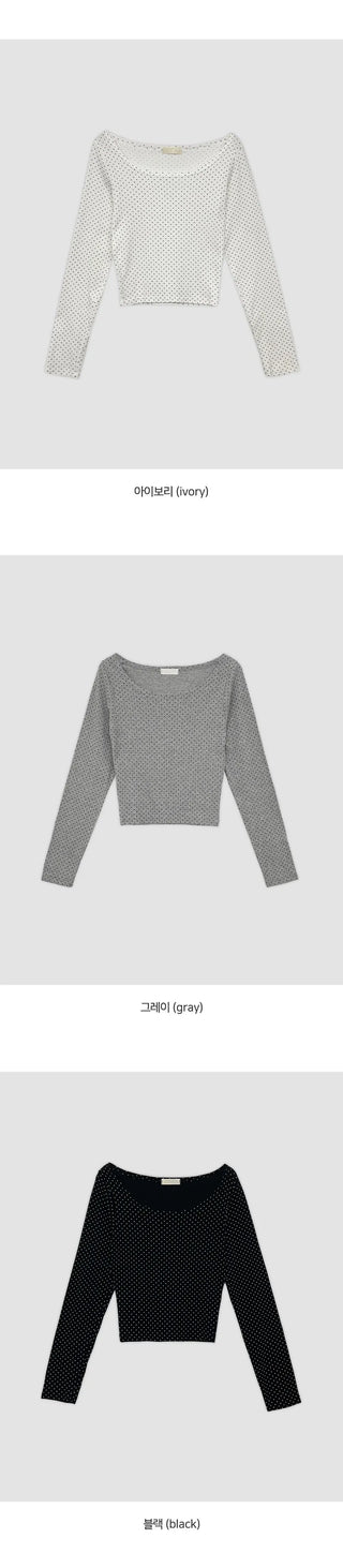 Torevin Dot U Neck Slim Fit Long Sleeve T Shirt