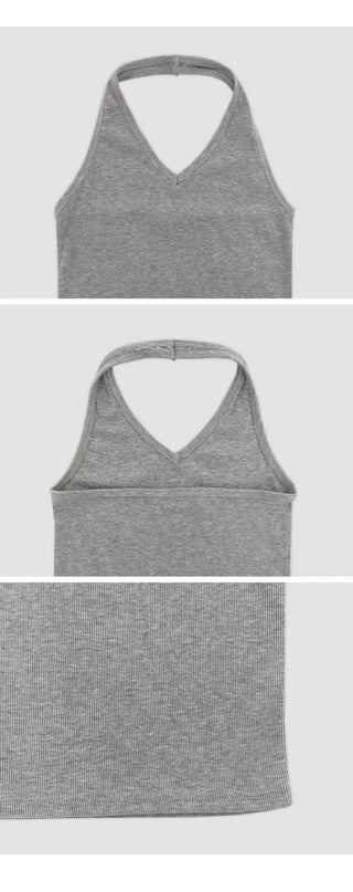Riteven V neck Slim Fit Halter Sleeveless