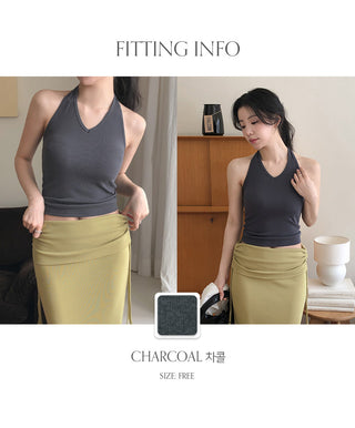 Riteven V neck Slim Fit Halter Sleeveless
