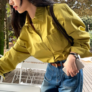 Servin Loose Fit Colored Cotton Shirt