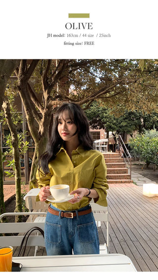 Servin Loose Fit Colored Cotton Shirt