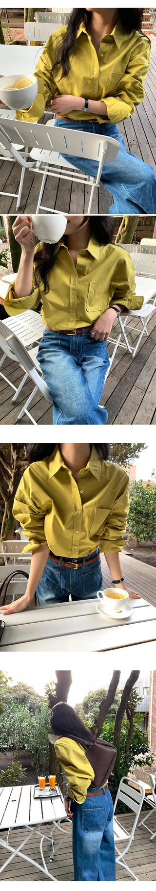 Servin Loose Fit Colored Cotton Shirt