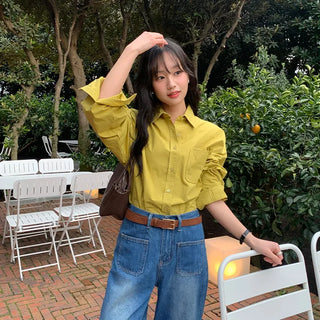 Servin Loose Fit Colored Cotton Shirt