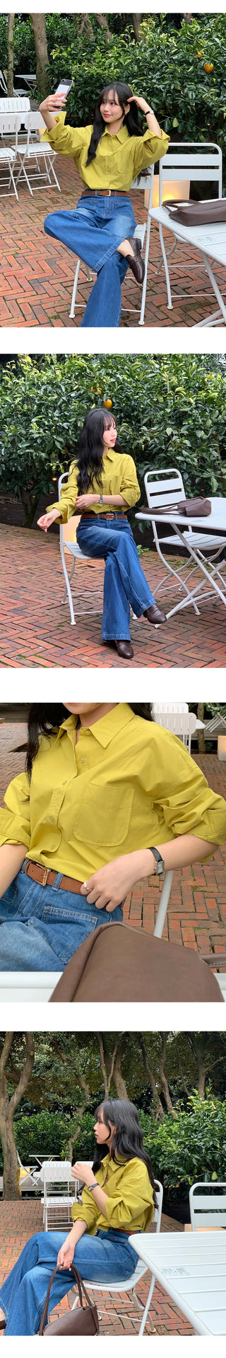 Servin Loose Fit Colored Cotton Shirt