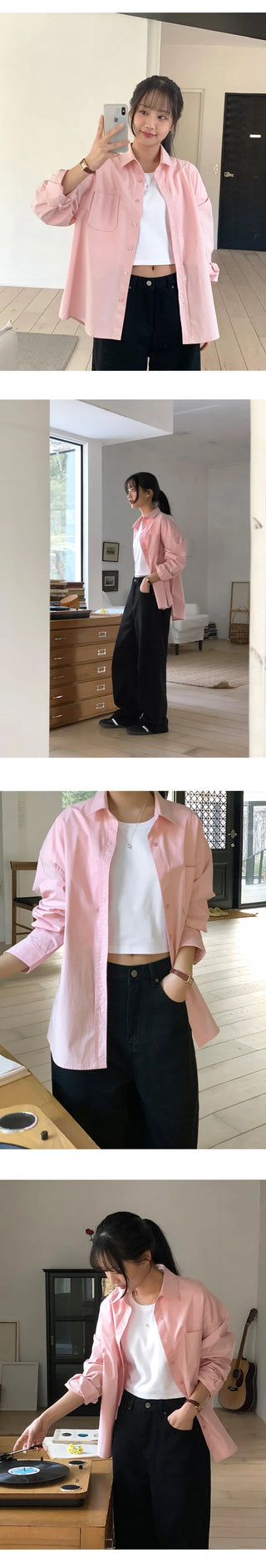 Servin Loose Fit Colored Cotton Shirt