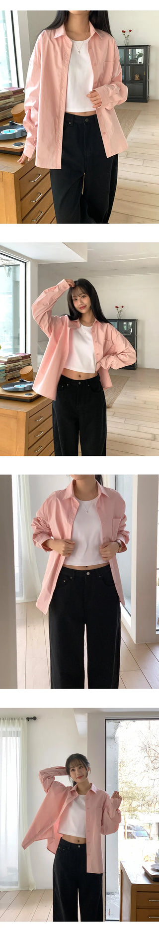 Servin Loose Fit Colored Cotton Shirt