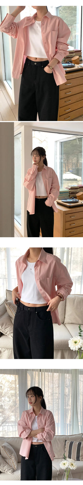 Servin Loose Fit Colored Cotton Shirt