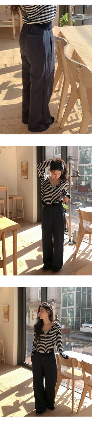 Spero Two Way Cut out Elastic Waist Wide Pants