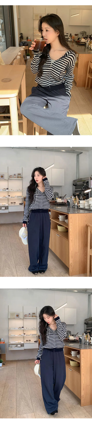 Spero Two Way Cut out Elastic Waist Wide Pants