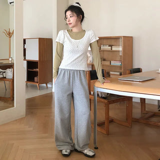 Spero Two Way Cut out Elastic Waist Wide Pants