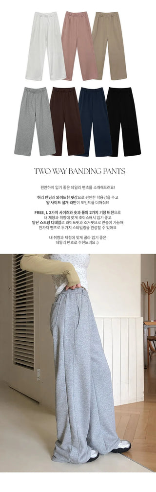 Spero Two Way Cut out Elastic Waist Wide Pants