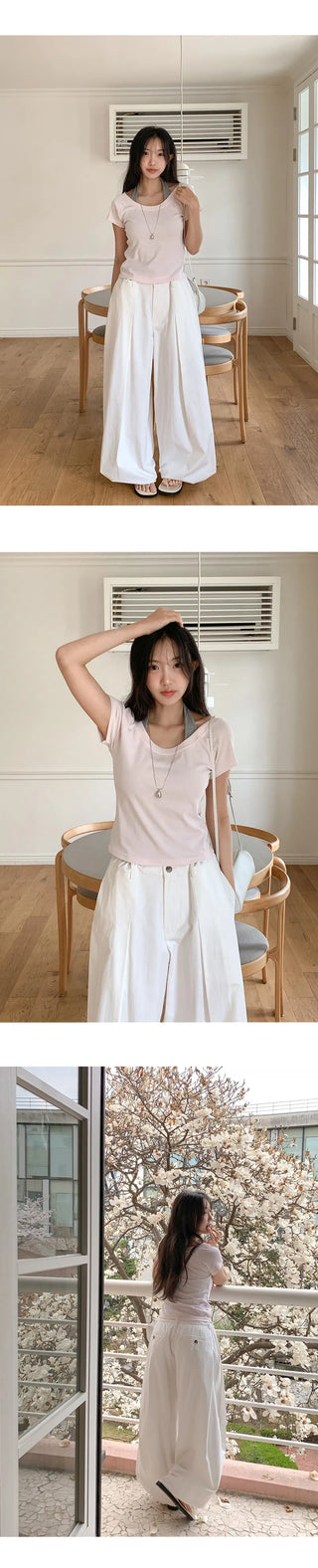 Renod Ribbed Halter Neck Sleeveless Top with Built in Cap