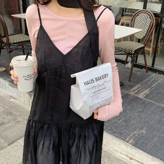 Trean See through Cutout Frill Bustier Layered Dress Tie Set