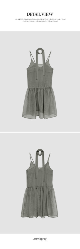 Trean See through Cutout Frill Bustier Layered Dress Tie Set