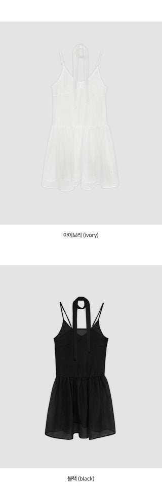 Trean See through Cutout Frill Bustier Layered Dress Tie Set