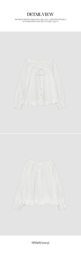 Loetta Frill Stripe Pintuck String Blouse