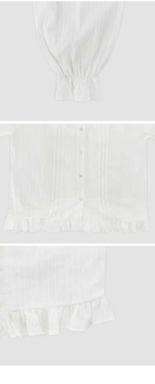 Loetta Frill Stripe Pintuck String Blouse