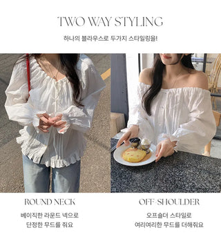 Loetta Frill Stripe Pintuck String Blouse