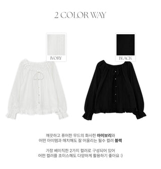 Loetta Frill Stripe Pintuck String Blouse