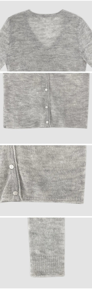 Mircorn V neck Long sleeve Knit Cardigan and String Skirt Set