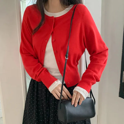 Roneson Viscose Round Long Sleeve Knit Cardigan