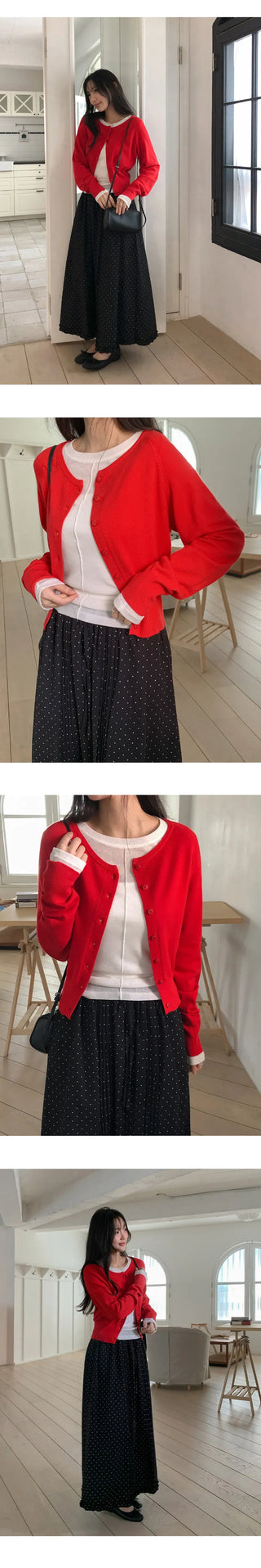 Roneson Viscose Round Long Sleeve Knit Cardigan