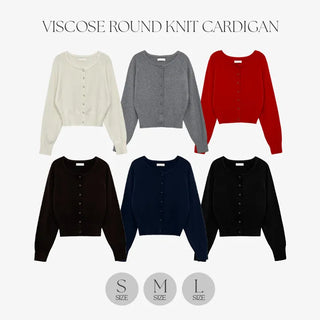 Roneson Viscose Round Long Sleeve Knit Cardigan