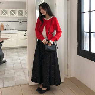 Roneson Viscose Round Long Sleeve Knit Cardigan