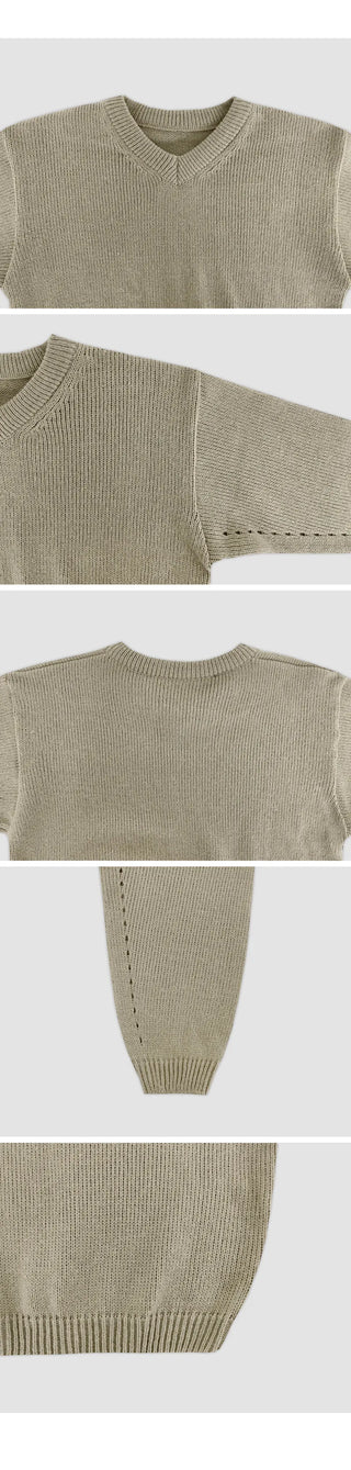 Ponyian V neck Thick Balloon Knit