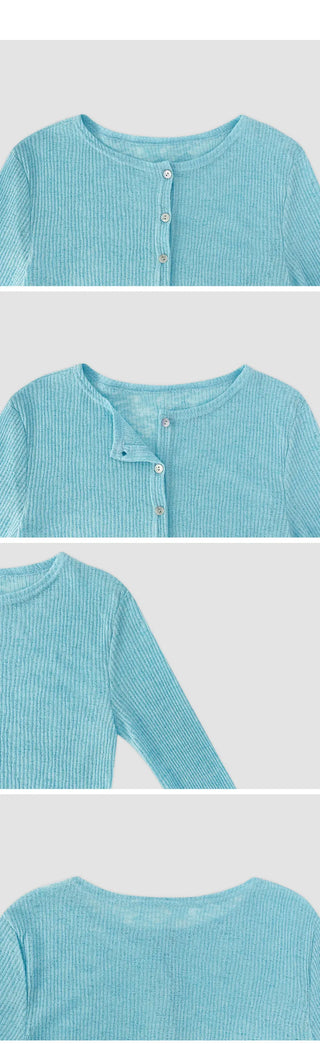 Keroti Round See through Ribbed Cardigan