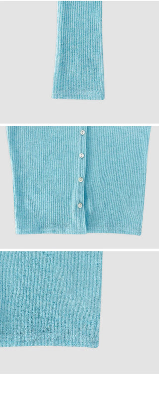 Keroti Round See through Ribbed Cardigan