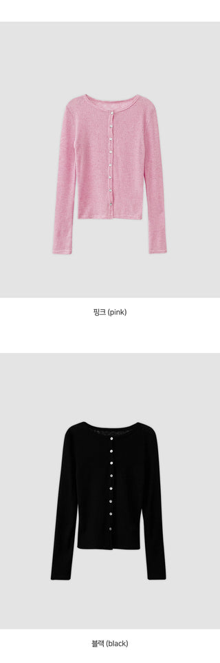 Keroti Round See through Ribbed Cardigan