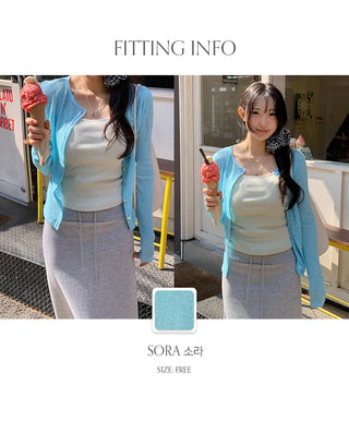 Keroti Round See through Ribbed Cardigan