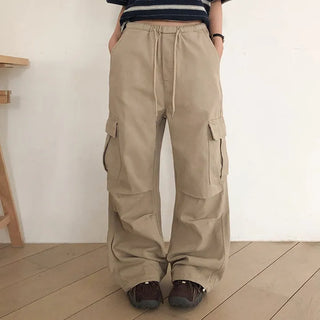 Jetbean Elastic String Cargo Wide Pants