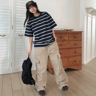 Jetbean Elastic String Cargo Wide Pants