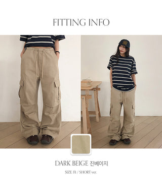 Jetbean Elastic String Cargo Wide Pants