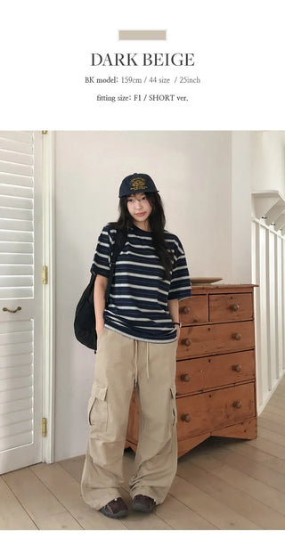 Jetbean Elastic String Cargo Wide Pants