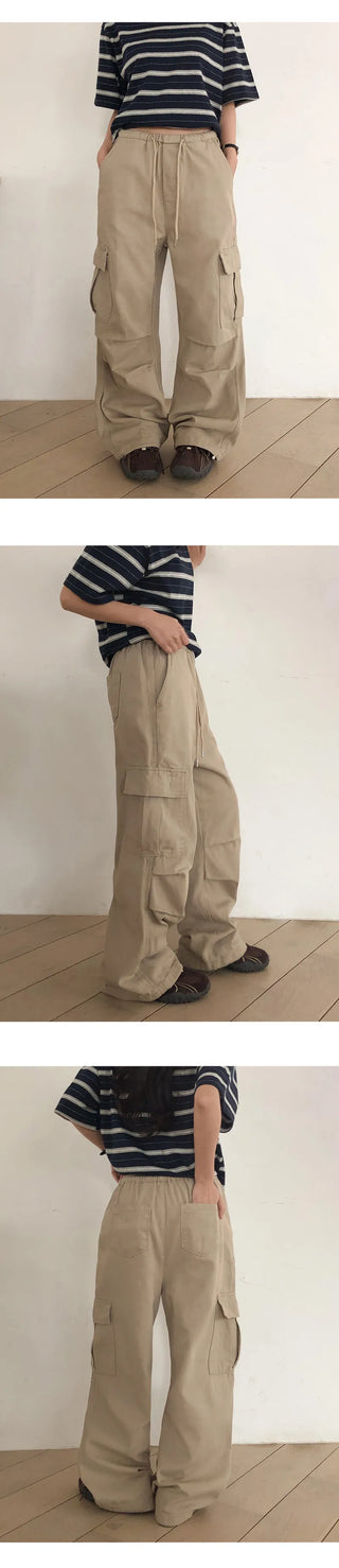Jetbean Elastic String Cargo Wide Pants